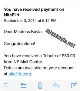 Niteflirt tributes from good boys always make Miss Kayla happy